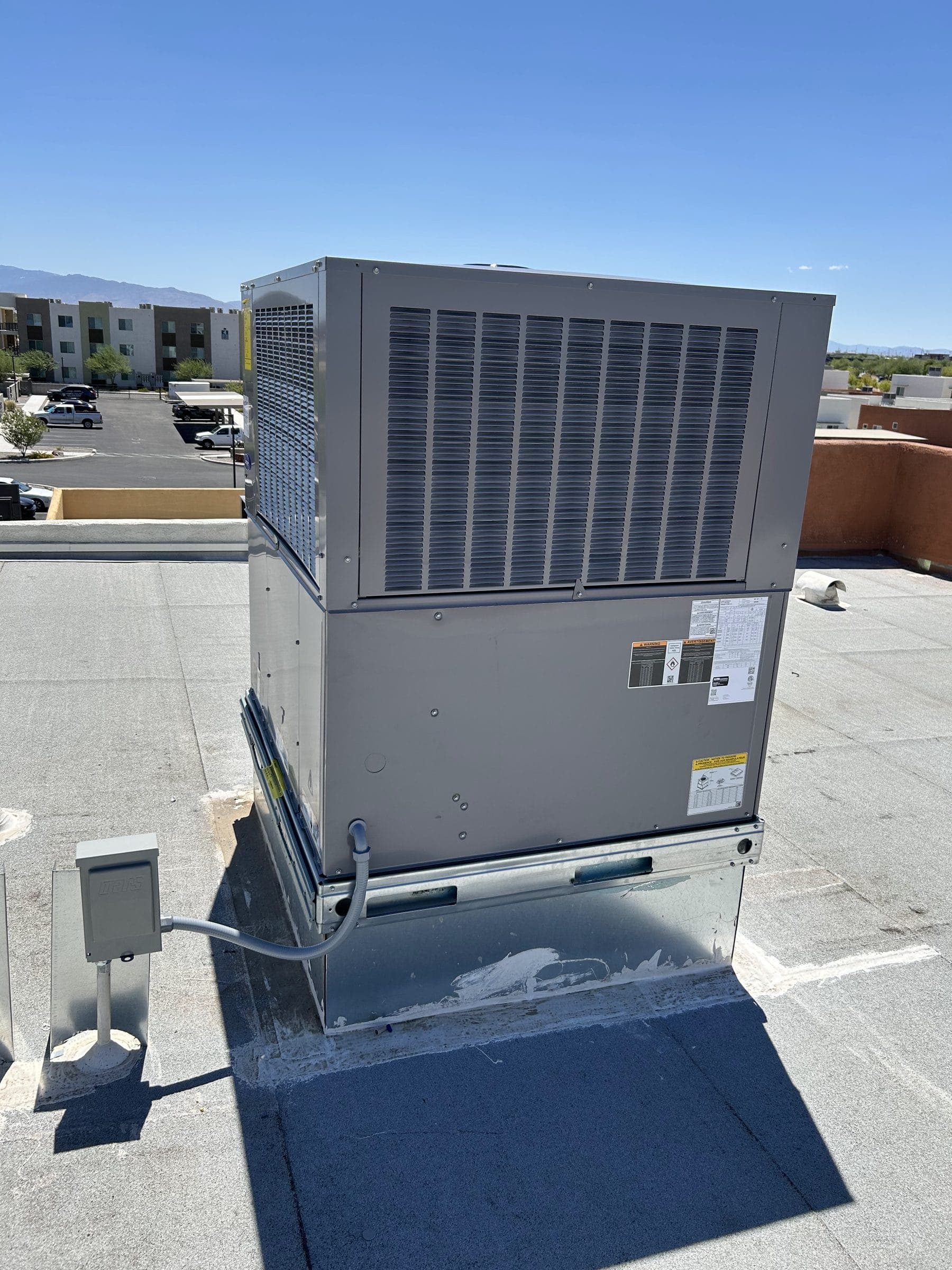 Packaged HVAC unit on a commercial roof